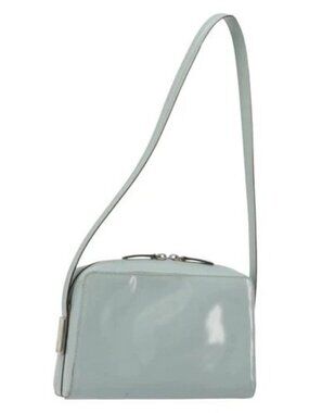 GUCCI Shoulder Bag Patent leather Light Blue Silver Auth ep14972